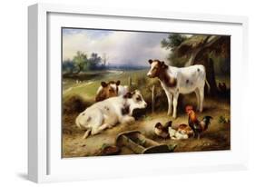 Farmyard Friends, 1923-Walter Hunt-Framed Giclee Print