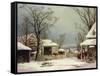 Farmyard in Winter, 1862-George Henry Durrie-Framed Stretched Canvas