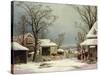 Farmyard in Winter, 1862-George Henry Durrie-Stretched Canvas