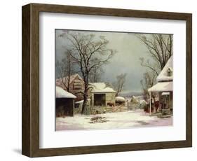 Farmyard in Winter, 1862-George Henry Durrie-Framed Giclee Print