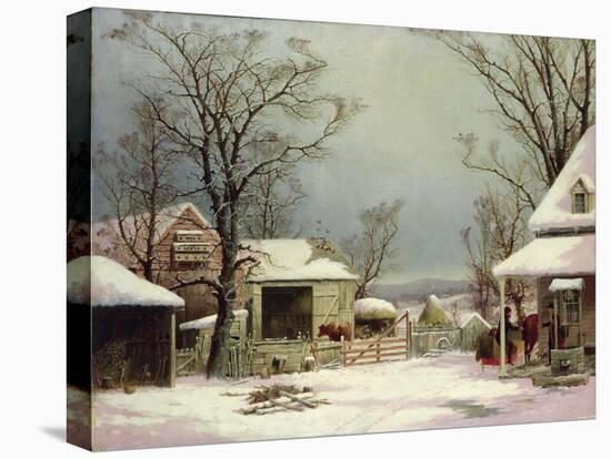 Farmyard in Winter, 1862-George Henry Durrie-Stretched Canvas