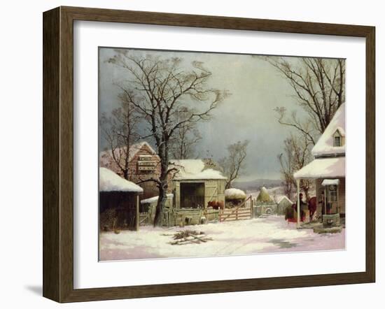 Farmyard in Winter, 1862-George Henry Durrie-Framed Giclee Print