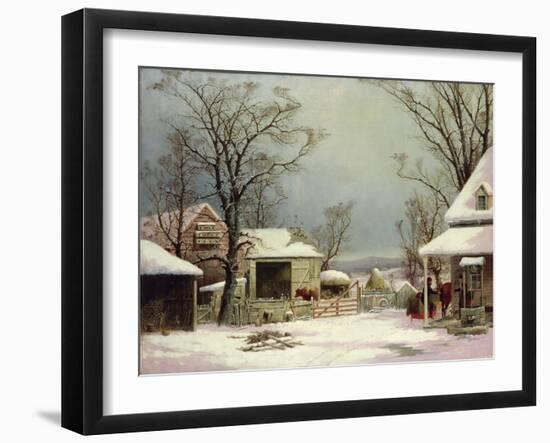 Farmyard in Winter, 1862-George Henry Durrie-Framed Giclee Print