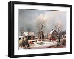 Farmyard in Winter-George Henry Durrie-Framed Giclee Print