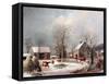 Farmyard in Winter-George Henry Durrie-Framed Stretched Canvas