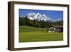 Farmyard near Klais with Zugspitze Mountains, Upper Bavaria, Bavaria, Germany-null-Framed Art Print