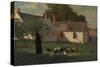 Farmyard Scene, C.1872-74 (Oil on Canvas)-Winslow Homer-Stretched Canvas