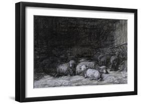 Farmyard Scene-Charles Emile Jacque-Framed Giclee Print