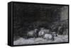 Farmyard Scene-Charles Emile Jacque-Framed Stretched Canvas