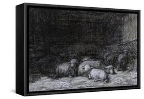 Farmyard Scene-Charles Emile Jacque-Framed Stretched Canvas