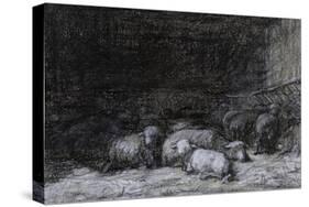 Farmyard Scene-Charles Emile Jacque-Stretched Canvas