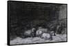 Farmyard Scene-Charles Emile Jacque-Framed Stretched Canvas