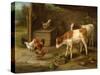 Farmyard Scene-Walter Hunt-Stretched Canvas