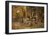 Farmyard with a Donkey and Cockerels-Adolphe Joseph Thomas Monticelli-Framed Giclee Print