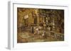 Farmyard with a Donkey and Cockerels-Adolphe Joseph Thomas Monticelli-Framed Giclee Print