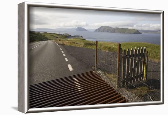 Faroes, Sandoy, street, cattle grid-olbor-Framed Photographic Print