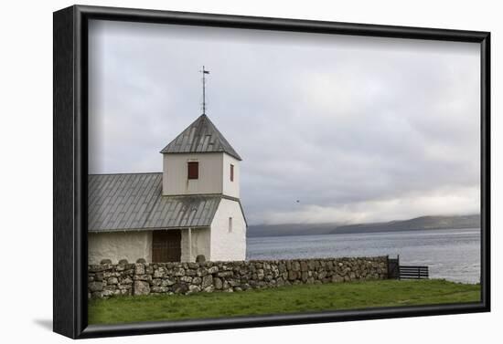 Faroes, Streymoy, Kirkjubour, church-olbor-Framed Photographic Print