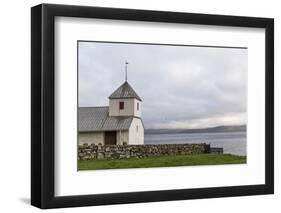Faroes, Streymoy, Kirkjubour, church-olbor-Framed Photographic Print