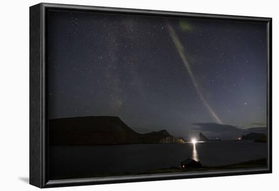 Faroes, Vagar, Bour, aurora borealis, bay-olbor-Framed Photographic Print