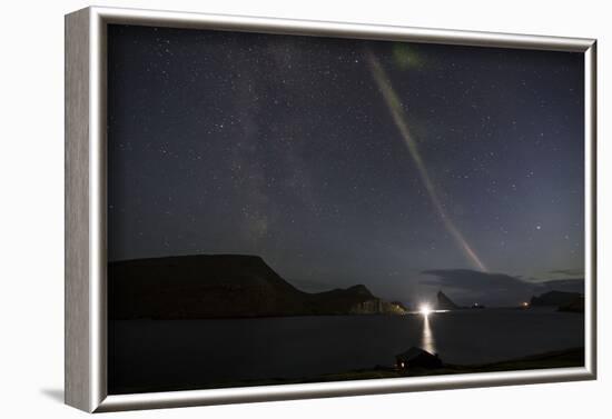 Faroes, Vagar, Bour, aurora borealis, bay-olbor-Framed Photographic Print