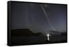 Faroes, Vagar, Bour, aurora borealis, bay-olbor-Framed Stretched Canvas