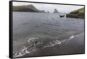 Faroes, Vagar, Bour, boat-olbor-Framed Stretched Canvas