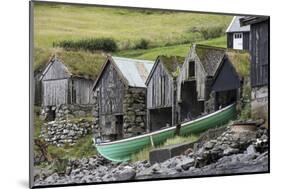 Faroes, Vagar, Bour, boathouses-olbor-Mounted Photographic Print