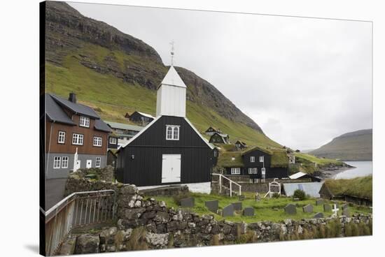 Faroes, Vagar, Bour, church-olbor-Stretched Canvas