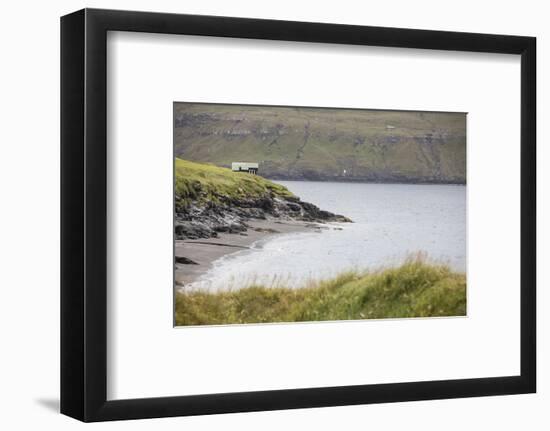 Faroes, Vagar, Bour, house, coast-olbor-Framed Photographic Print