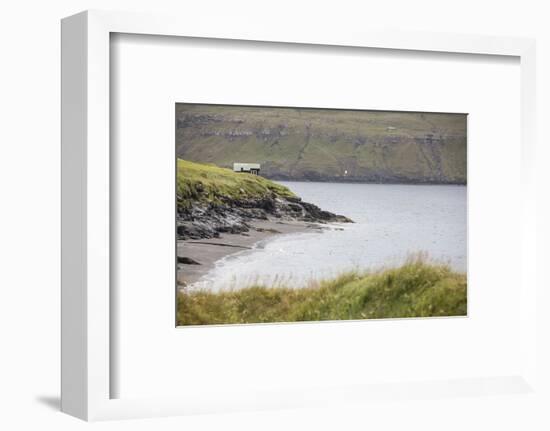 Faroes, Vagar, Bour, house, coast-olbor-Framed Photographic Print