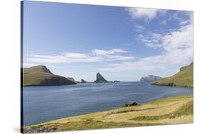 Faroes, Vagar, Bour, Tindholmir, bay-olbor-Stretched Canvas
