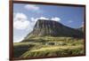 Faroes, Vagar, Gasaldur, houses in the waterfall-olbor-Framed Photographic Print