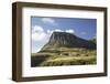 Faroes, Vagar, Gasaldur, houses in the waterfall-olbor-Framed Photographic Print