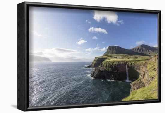 Faroes, Vagar, Gasaldur, waterfall-olbor-Framed Photographic Print