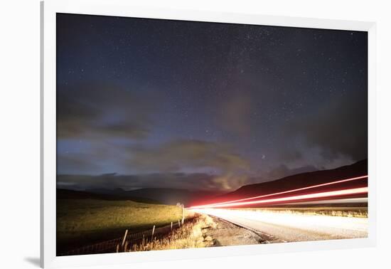 Faroes, Vagar, street, night, starry sky, light track-olbor-Framed Photographic Print