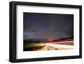 Faroes, Vagar, street, night, starry sky, light track-olbor-Framed Photographic Print