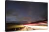 Faroes, Vagar, street, night, starry sky, light track-olbor-Stretched Canvas