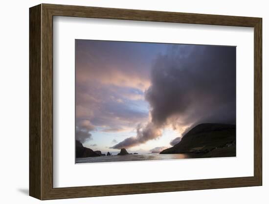 Faroes, Vagar, Tindholmur, bay, Sorvagsfjordur, evening-olbor-Framed Photographic Print