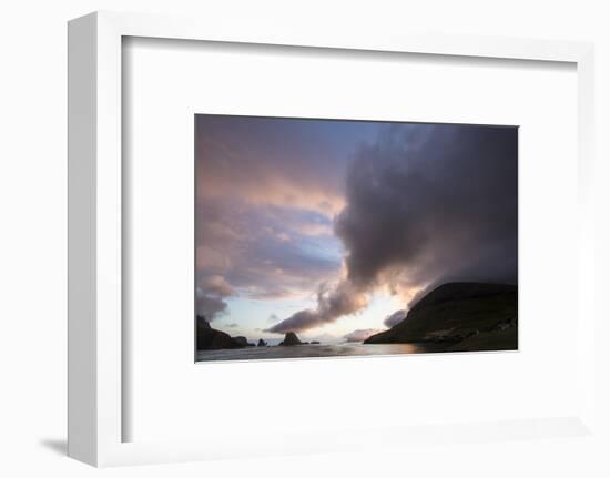 Faroes, Vagar, Tindholmur, bay, Sorvagsfjordur, evening-olbor-Framed Photographic Print