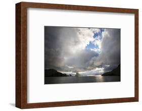 Faroes, Vagar, Tindholmur, bay, Sorvagsfjordur, evening-olbor-Framed Photographic Print