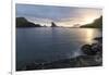 Faroes, Vagar, Tindholmur, bay, Sorvagsfjordur, evening-olbor-Framed Photographic Print