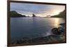 Faroes, Vagar, Tindholmur, bay, Sorvagsfjordur, evening-olbor-Framed Photographic Print