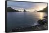 Faroes, Vagar, Tindholmur, bay, Sorvagsfjordur, evening-olbor-Framed Stretched Canvas