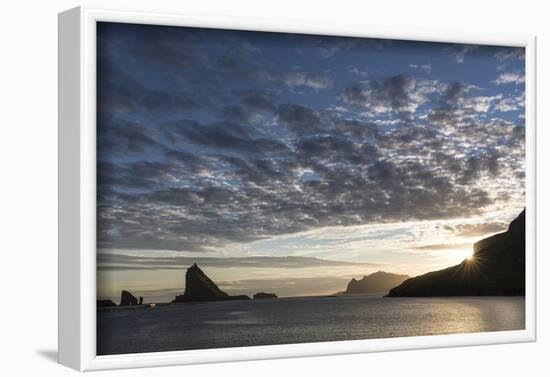 Faroes, Vagar, Tindholmur, bay, Sorvagsfjordur, evening-olbor-Framed Photographic Print