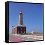 Farol Penedo da Saudade lighthouse, Sao Pedro de Moel, Atlantic Ocean, Portugal, Europe-Markus Lange-Framed Stretched Canvas