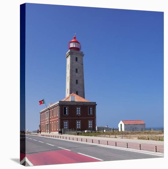 Farol Penedo da Saudade lighthouse, Sao Pedro de Moel, Atlantic Ocean, Portugal, Europe-Markus Lange-Stretched Canvas