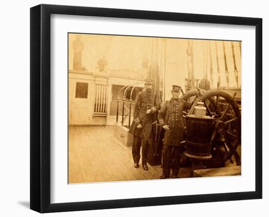 Farragut On The Deck Of The USS Hartford-McPherson & Oliver-Framed Art Print