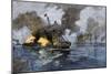 Farragut's Flagship USS "Hartford" Colliding with the Ironclad CSS "Tennessee", 1864-null-Mounted Giclee Print