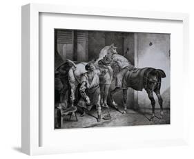 Farrier at Work Lithograph from Etudes de Cheveaux-Théodore Géricault-Framed Giclee Print