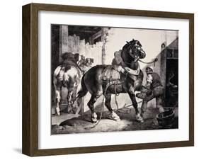 Farrier at Work Lithograph from Etudes De Cheveaux-Théodore Géricault-Framed Giclee Print